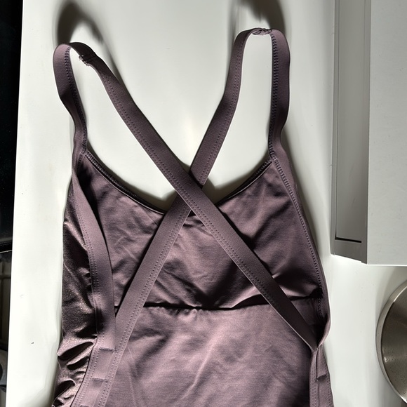L*Space Swim Baewatch Cross-back, One-piece Swimsuit in Mauve w/ Gold Shimmer - Picture 15 of 16